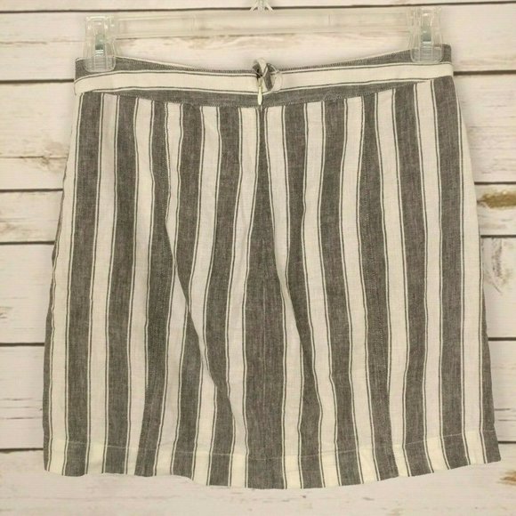 Madewell Lace-up Striped Linen Blend Skirt - Picture 4 of 5